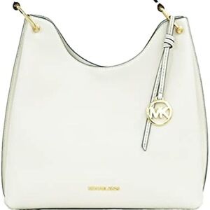 Michael Kors Joan Large Slouchy Leather Shoulder Bag in light cream